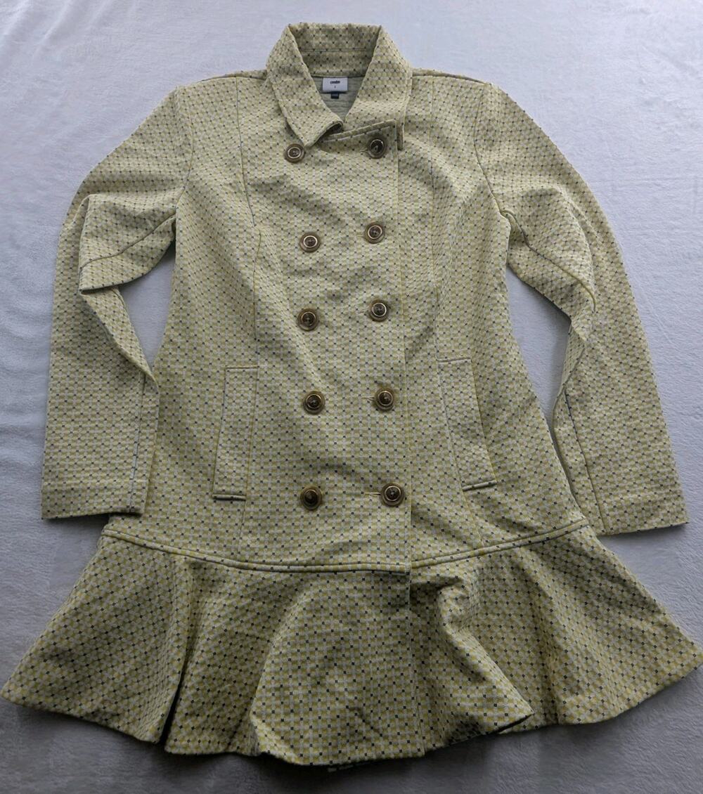 Cabi Womens Small Hobnob Daffodil Yellow Geometric Button Front Topper Jacket